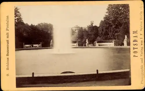 Foto Stiehm, J. F., Potsdam, 1879, Schloss Sanssouci mit Fontäne