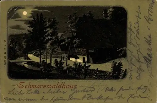 Mondschein Litho Schwarzwaldhaus