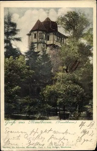 Ak Maulbronn im Schwarzwald, Blick auf den Faustturm
