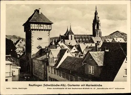 Ak Reutlingen in Württemberg, Gartentor mit Marienkirche