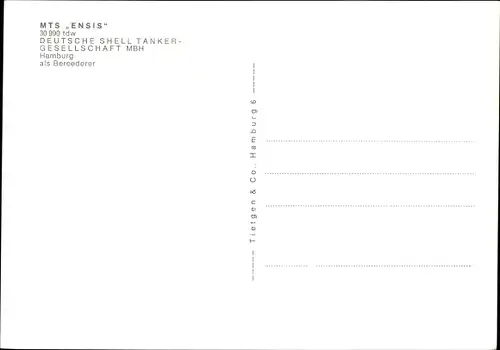 Ak MTS Ensis, Shell Tanker GmbH, Tankschiff