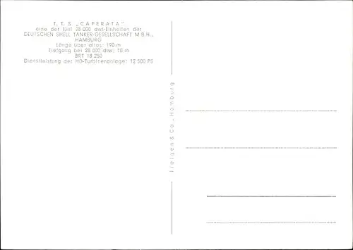Ak Hamburg Mitte Altstadt, TTS Caperata, Shell Tanker, Tankschiff, Im Hafen vor Anker