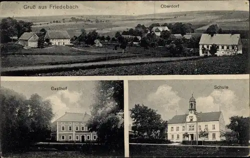 Ak Friedebach Sayda im Erzgebirge, Oberdorf, Gasthof, Schule