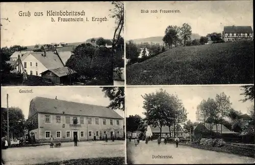 Ak Kleinbobritzsch Frauenstein im Erzgebirge, Blick nach Frauenstein, Dorfstraße, Gasthof