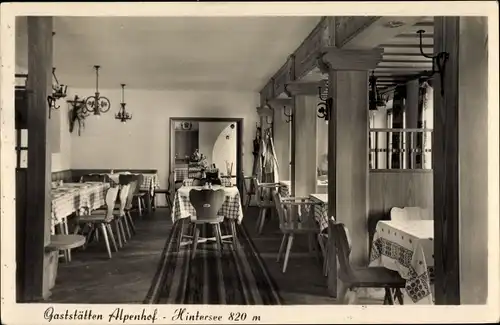 Ak Hintersee Immenstadt im Allgäu Schwaben, Gaststätten Alpenhof, Innenansicht