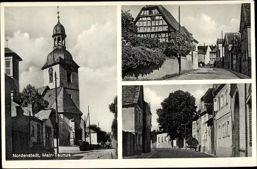 Ak Nordenstadt Wiesbaden in Hessen, Kirche, Straßenpartien
