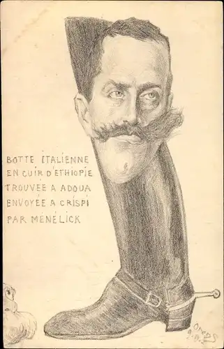 Künstler Ak Orens, Botte Italienne en Cuir d'Ethiopie, König Viktor Emanuel III von Italien