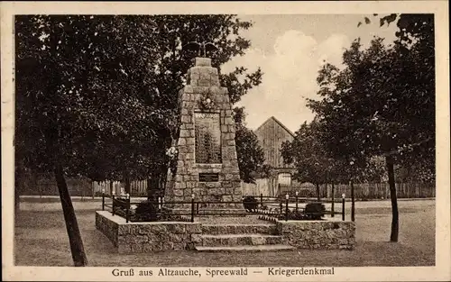 Ak Alt Zauche Wußwerk Spreewald, Kriegerdenkmal