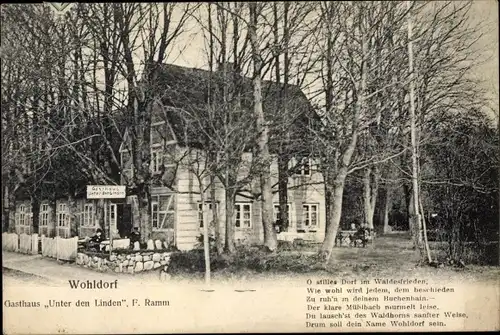 Ak Hamburg Wandsbek Wohldorf, Gasthaus Unter den Linden, Inh. F. Ramm, Gedicht