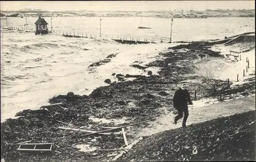 Ak Hansestadt Kiel, Sturmflut 1904, Strandpromenade bei Bellevue