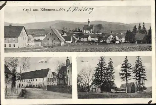 Ak Kämmerswalde Cämmerswalde Neuhausen im Erzgebirge, Panorama, Gasthof, Pfarre