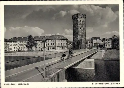 Ak Heilbronn am Neckar, Steg und Götzenturm