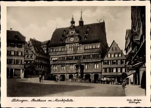 Ak Tübingen am Neckar, Partie am Marktplatz, Rathaus, Hotel