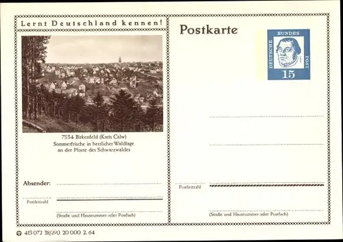 Ganzsachen Ak Birkenfeld in Württemberg, Blick auf den Ort