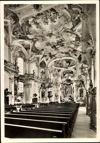 Ak Birnau Uhldingen Mühlhofen am Bodensee, Wallfahrtskirche, Innenansicht