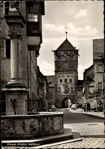 Ak Wangen im Allgäu, Martinstor, Brunnen