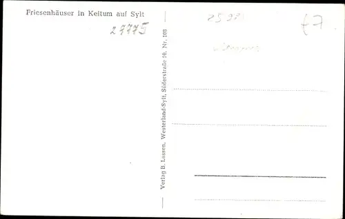 Ak Keitum auf Sylt, Friesenhäuser, Wasserträger