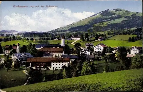 Ak Fischbachau in Oberbayern, Blick auf den Ort, Photochromie Purger