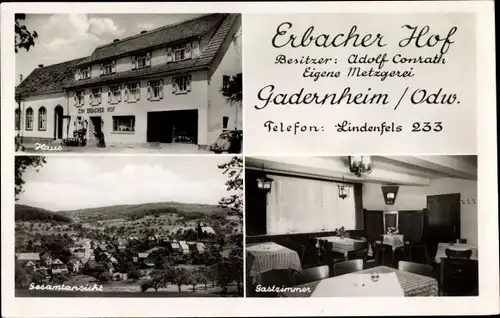 Ak Gadernheim Lautertal im Odenwald, Gasthaus Erbacher Hof, Innenansicht, Totalansicht