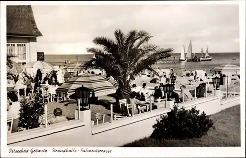 Ak Grömitz in Ostholstein, Strandhalle, Palmenterrasse