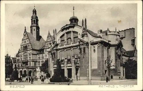 Ak Bielefeld in Nordrhein Westfalen, Ratskeller, Rathaus, Theater