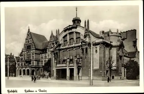 Ak Bielefeld in Nordrhein Westfalen, Rathaus, Theater, Außenansicht