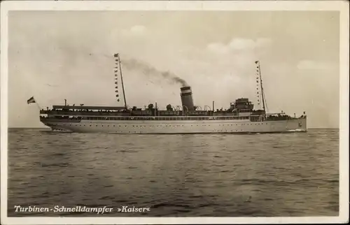 Ak Turbinenschnelldampfer Kaiser, HAPAG Seebäderdienst