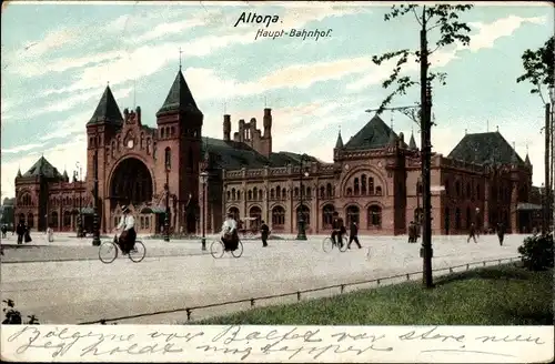 Ak Hamburg Altona, Hauptbahnhof, Fahrrad