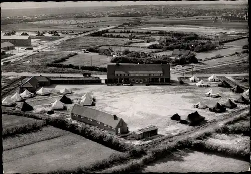 Ak Nordseebad Sankt Peter Ording, Jugendheim u. Zeltlager, Fliegeraufnahme