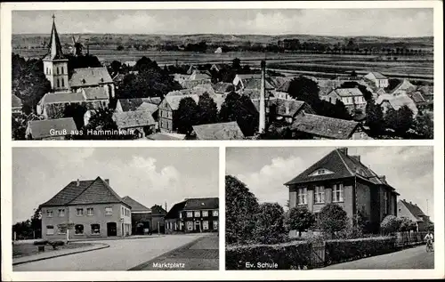 Ak Hamminkeln Nordrhein Westfalen, Gesamtansicht, Marktplatz, Ev. Schule