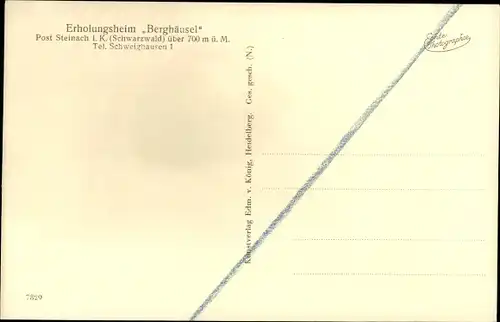 Ak Steinach im Kinzigtal Schwarzwald, Erholungsheim Berghäusel