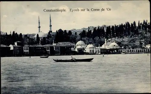 Ak Konstantinopel Istanbul Türkei, Eyoub sur la Corne d'Or, barque