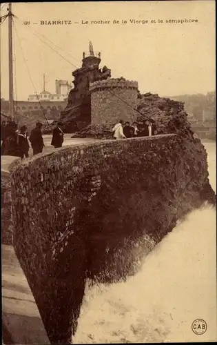 Ak Biarritz Pyrénées Atlantiques, Le rocher de la Vierge, Le Semaphore