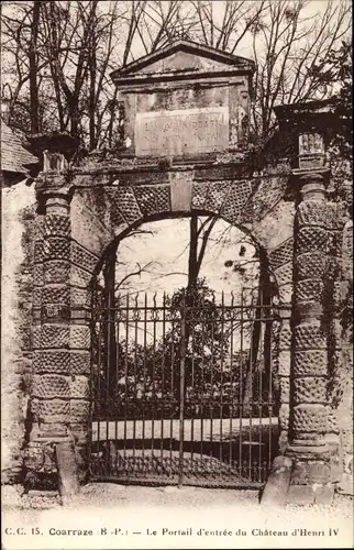Ak Coarraze Pyrénées Atlantiques, Le Portail d'entree du Chateau d'Henri IV