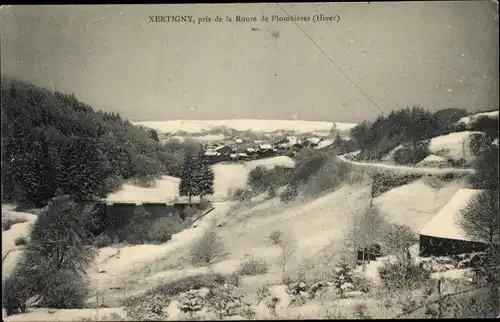 Ak Xertigny Vosges, Pris de la Route de Plombieres, Hiver