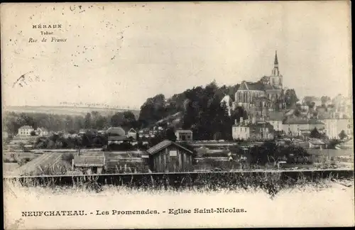 Ak Neufchâteau Lothringen Vosges, Les Promenades, Eglise Saint Nicolas