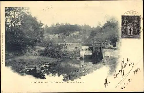 Ak Hirson Aisne, L'Oise au Moulin Dellou