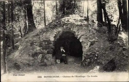 Ak Bonsecours Seine Maritime, Chateau de l'Ermitage, La Grotte