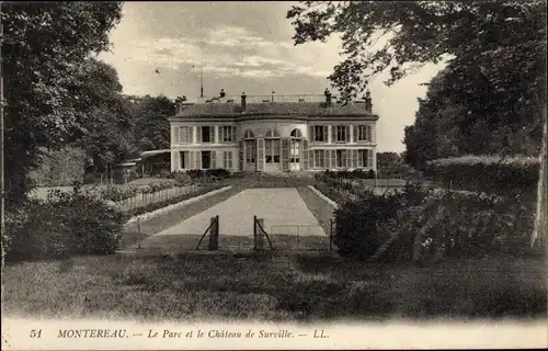 Ak Montereau Seine et Marne, Le Parc, Le Chateau de Surville