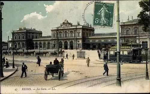 Ak Reims Marne, La Gare