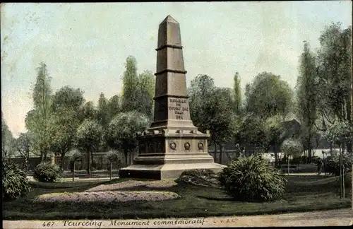 Ak Tourcoing Nord, Monument commemoratif