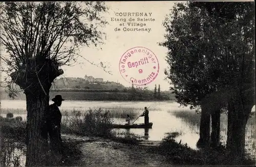 Ak Courtenay Loiret, Etang de Salette, Village de Courtenay