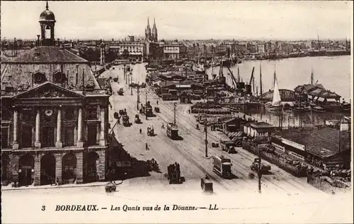 Ak Bordeaux Gironde, Les Quais vue de la Douane