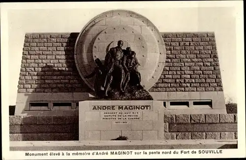 Ak Eix Meuse, Monument eleve a la memoire d'Andre Maginot sur la pente nord du Fort de Souville