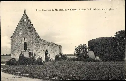 Ak Meung sur Loire Loiret, Ruines de Rondonneau, L'Eglise