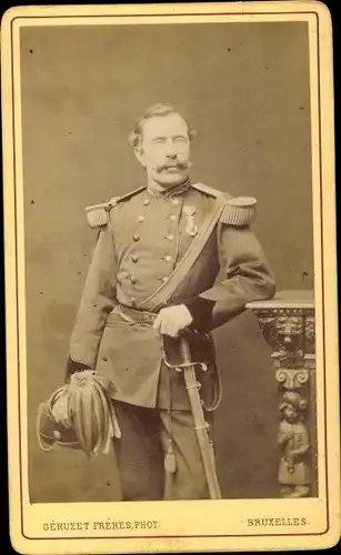 CdV Portrait, Belgischer Soldat, Dritte Republik, Uniform, Orden