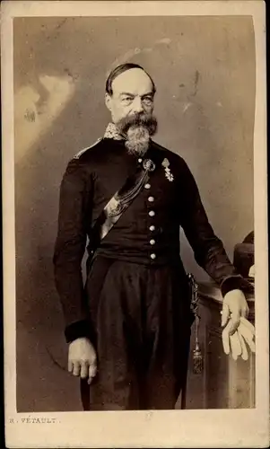 CdV Standportrait, Französischer Soldat, Offizier, Dritte Republik, Uniform, Orden
