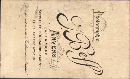 CdV Standportrait, Belgischer Soldat, Degen, Uniform