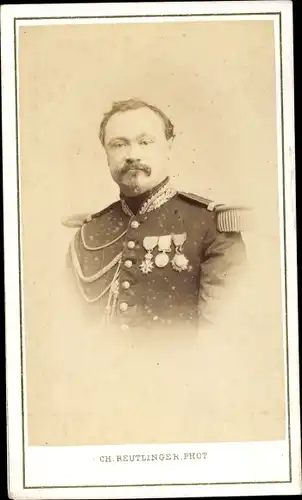 CdV Portrait, Französischer Soldat, Dritte Republik, Uniform, Orden, Schützenschnur