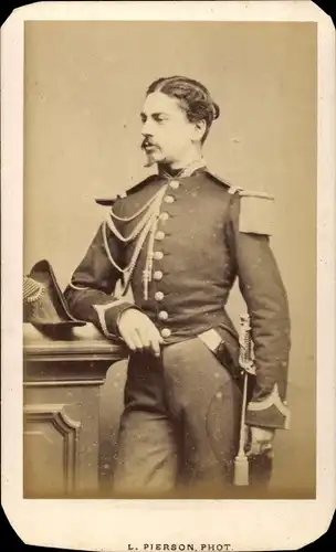 CdV Standportrait, Französischer Soldat, Dritte Republik, Uniform, Schützenschnur